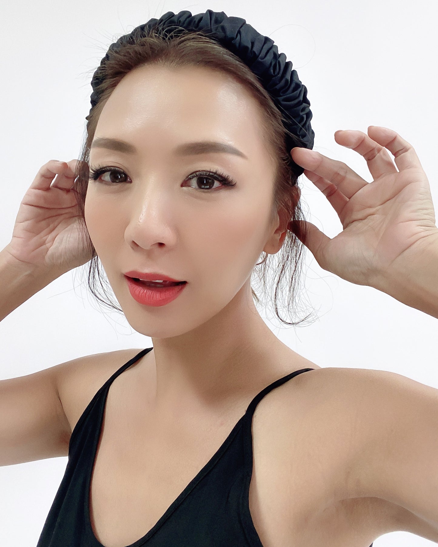 black ruched satin headband *pre-order*