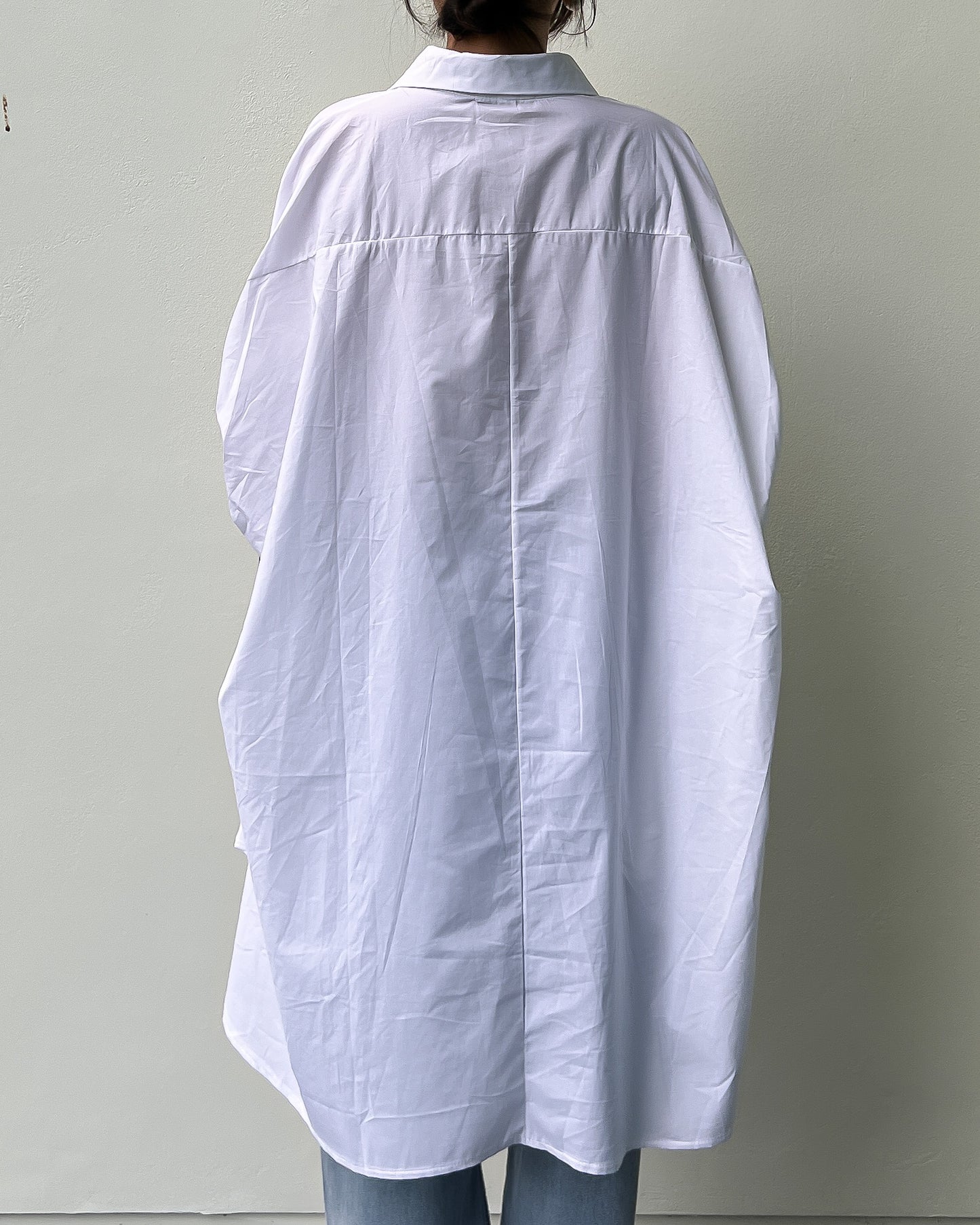 Ivory balloon sleeves asymmetric shirt *pre-order*