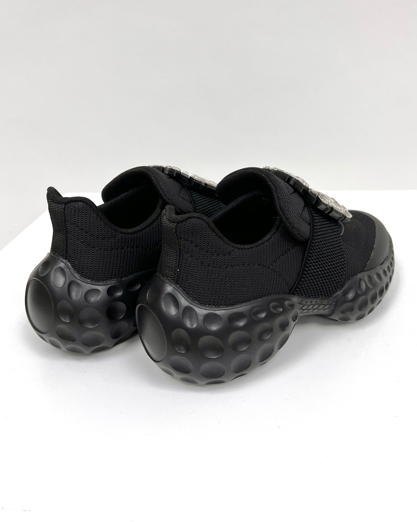 black neoprene square buckle sneakers *pre-order*