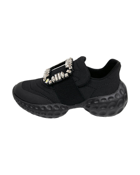 black neoprene square buckle sneakers *pre-order*